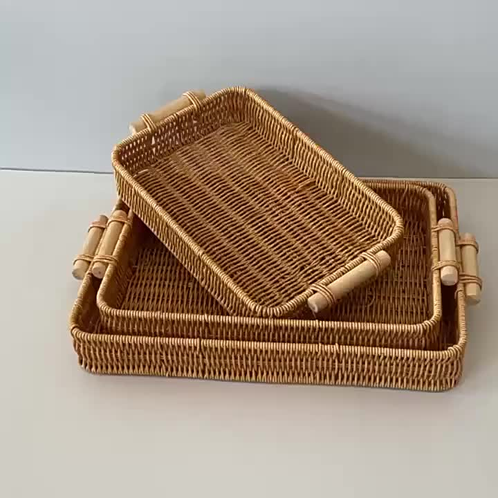 Novo： Cesta retangular de pão de café da manhã
