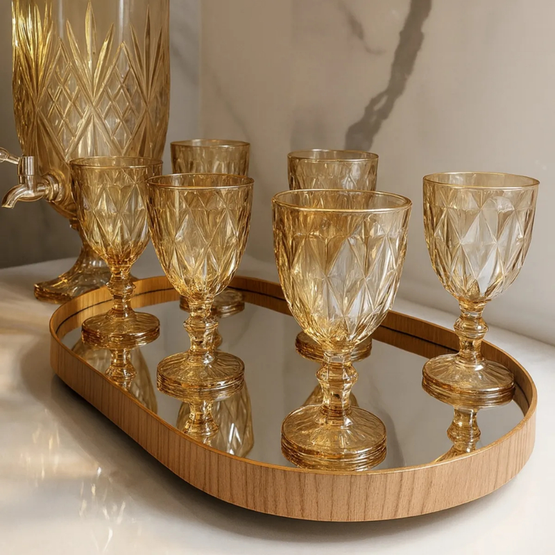 Bandeja Espelhada Decorativa Mesa Bar Aparado 50X30CM